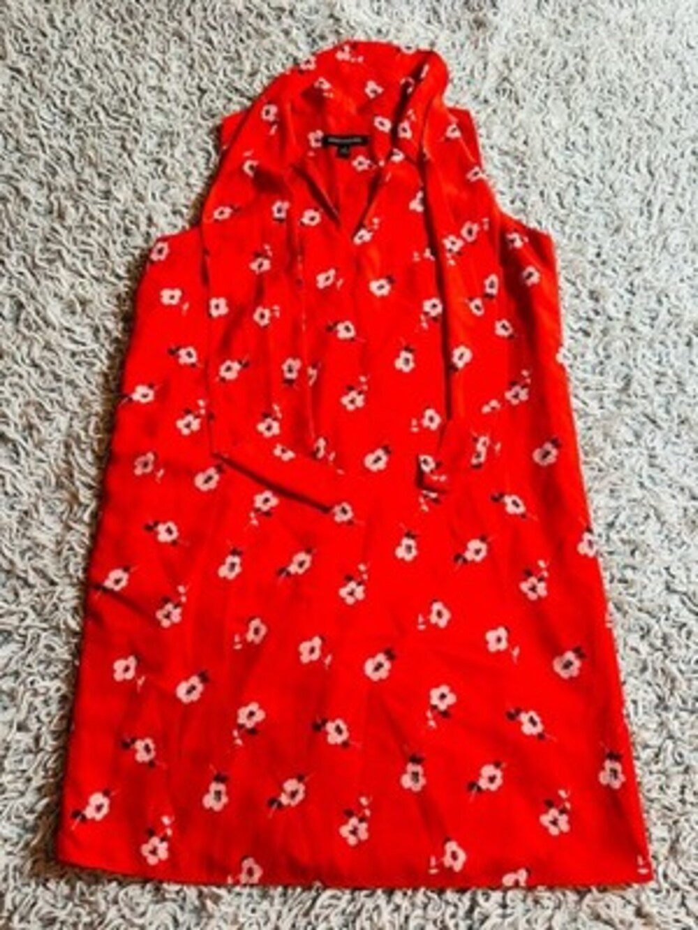 Banana Republic Red Floral Sleeveless Shirt Dress Size 4